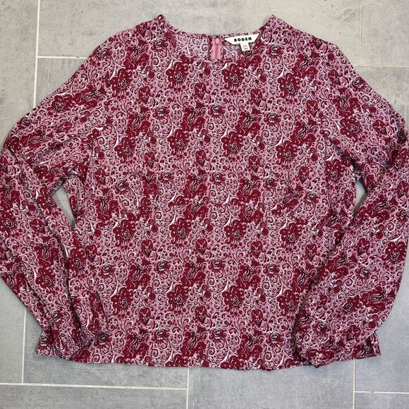 Boden Tops - Boden Empire Waist Long Sleeve Boho Top - Red Botanic - Size XL (16-18 / UK 20)
